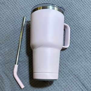 Pink Insulated Tumbler with Handle and Straw